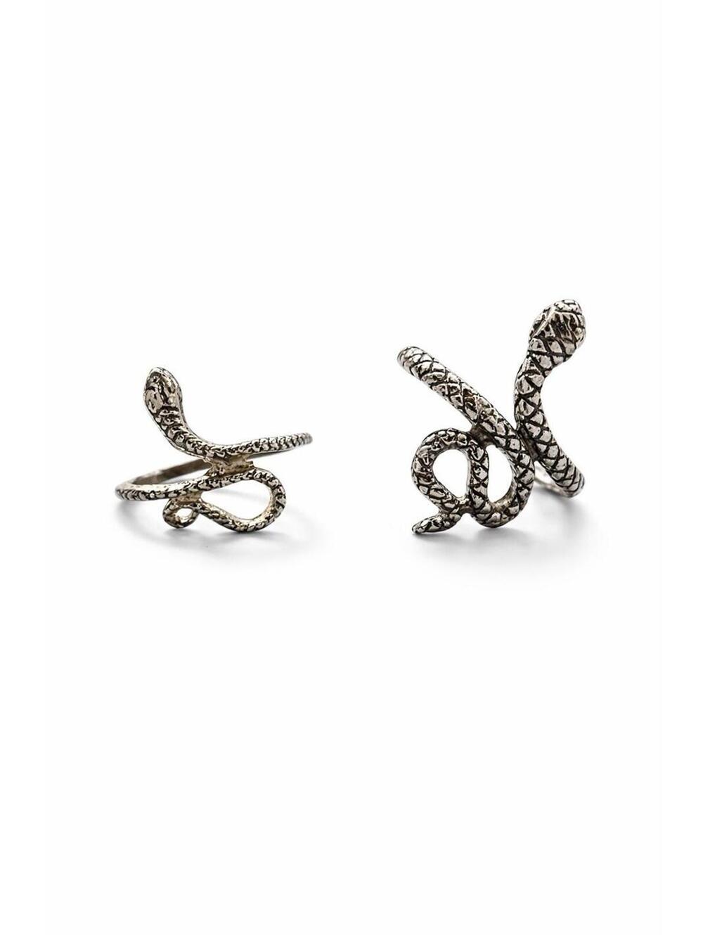 Snake Wrap Ring Lot Silver Tone Adjustable Boho Goth Serpent Jewelry 2pc